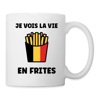 Belgische Pommes Flagge-Grafik - Tasse - Weiß - Rechts