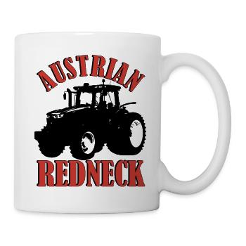 Austrian Redneck – Alpenstil mit Traktor und Bier  - Tasse - Weiß - Rechts