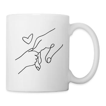 Händedruck mit Herzverbindung - Tasse - Weiß - Rechts