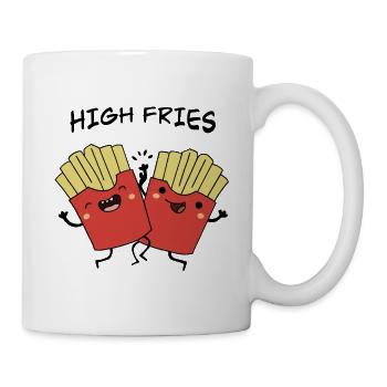 Fröhliche Pommes Zwillinge - Tasse - Weiß - Rechts