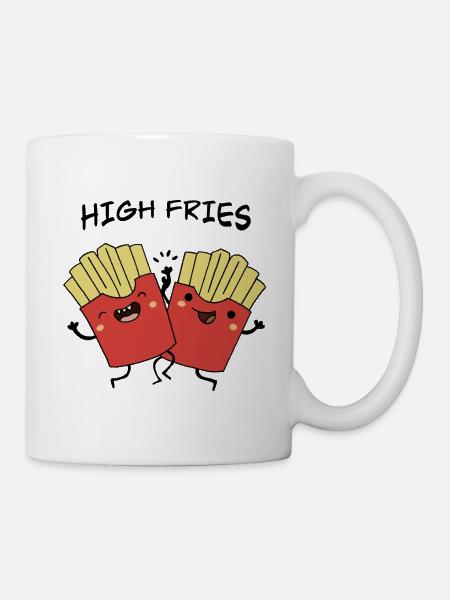 Fröhliche Pommes Zwillinge - Tasse - Weiß