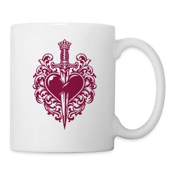 Je t’aime - Saint-Valentin | Ornement en forme de cœur en dague - Mug blanc - blanc - Droite