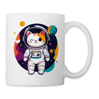 Winking astronaut cat in space Cat art - Mug - white - Right