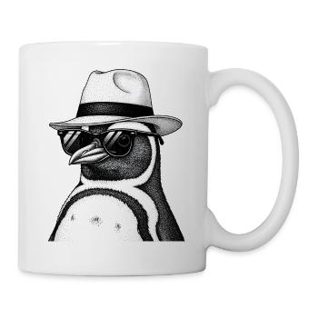 Penguin with hat and sunglasses - Mug - white - Right