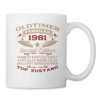 45th Birthday Oldtimer February Vintage 1981 - Mug - white - Right