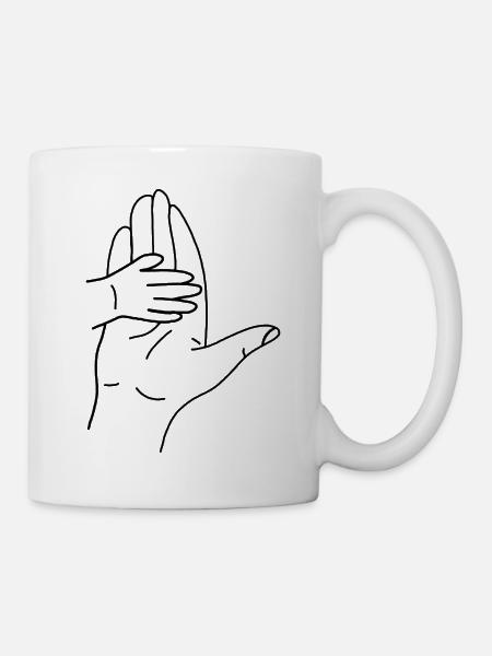 Umarmende Handsilhouette Linienkunst - Tasse - Weiß