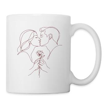 I Love You - Valentine's Day | Kiss line with rose - Mug - white - Right