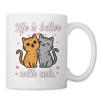 Cat love: Life better with cats - Mug - white - Right