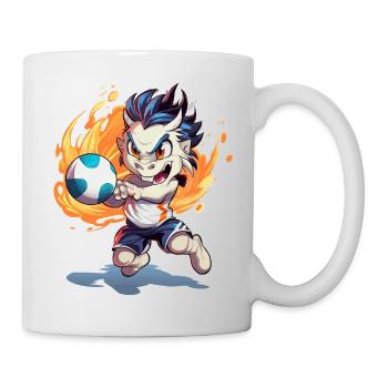 Flammen-Drache Fußballkick - Tasse - Weiß - Rechts