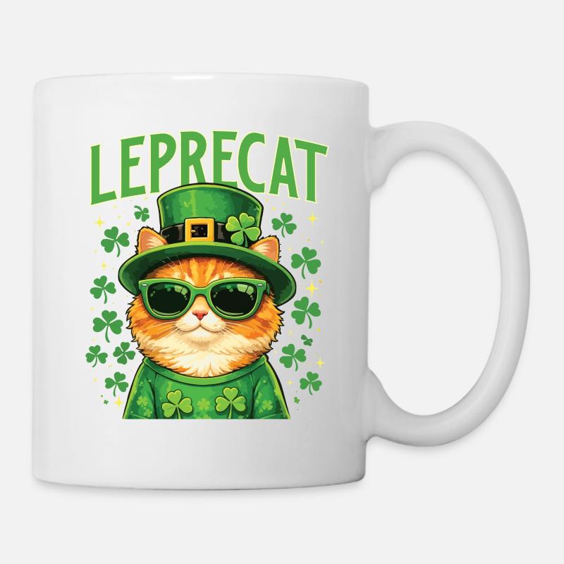 Leprecat St. Patrick's Irish Lucky Cat - Tasse - Weiß