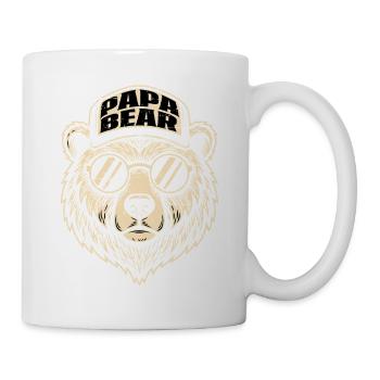 Logo de Papa Ours avec lunettes de soleil - Mug blanc - blanc - Droite