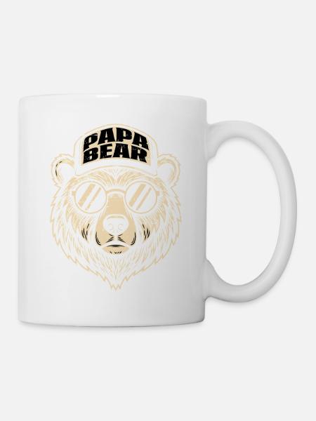 Papa Bear Logo mit Sonnenbrillen - Tasse - Weiß