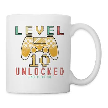Level 10 Unlocked Zocker 10 Geburtstag Geschenk - Tasse - Weiß - Rechts