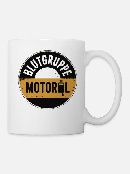 Blutgruppe Motoröl Schrauber Design - Tasse - Weiß