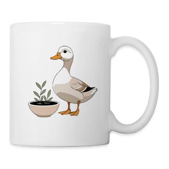 Duck in a plant pot – charming illustration - Mug - white - Right