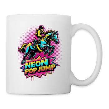 Neon Pop Jump – Riding Jumping Horse - Mug - white - Right