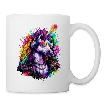 DJ licorne cool avec casque - Mug blanc - blanc - Droite