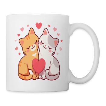 Kawaii Cat Duo Hearts - Mug - white - Right