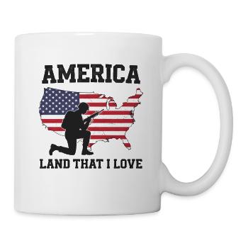 America Land que j’aime soldat patriote - Mug blanc - blanc - Droite