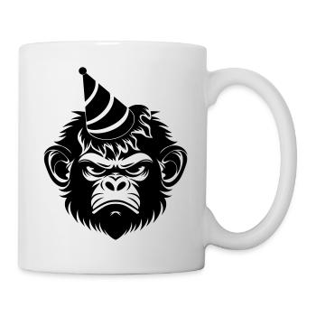Singe capricieux avec un chapeau de fête - Mug blanc - blanc - Droite