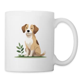 Fröhlicher Welpe im Gras - Tasse - Weiß - Rechts