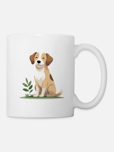 Fröhlicher Welpe im Gras - Tasse - Weiß