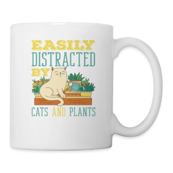 Leicht Ablenkbar Durch Katzen Und Pflanzen - Tasse - Weiß - Rechts