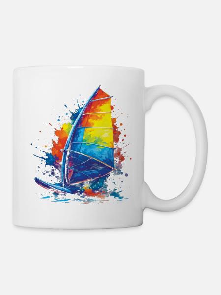 Windsurfen – Wassersportillustration - Tasse - Weiß
