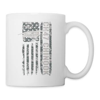 Hélicoptère CH47 Chinook sous drapeau américain - Mug blanc - blanc - Droite