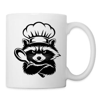 Raton laveur drôle avec chapeau de chef et cuillère - Mug blanc - blanc - Droite