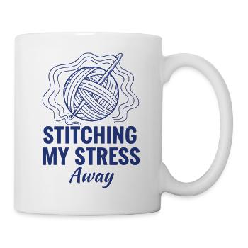 Lustiges Häkelnähen – meine Stress-Away-Garnliebhaber - Tasse - Weiß - Rechts