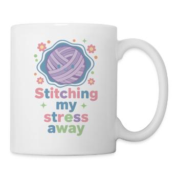 Ich nähe meinen Stress weg, lustiger Häkelliebhaber - Tasse - Weiß - Rechts