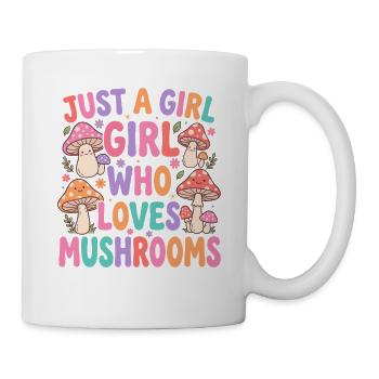 Juste une fille qui adore les champignons - Mug blanc - blanc - Droite