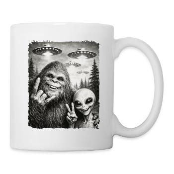 Bigfoot Alien Rocker, Rock Musik, Rock Hand, UFO - Tasse - Weiß - Rechts