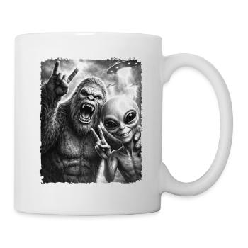 Bigfoot Alien Rocker, Rock Musik, Rock Hand, UFO - Tasse - Weiß - Rechts