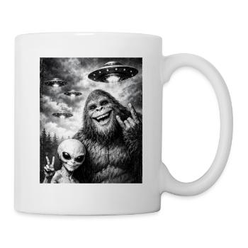 Bigfoot Alien Rocker, Rock Musik, Rock Hand, UFO - Tasse - Weiß - Rechts