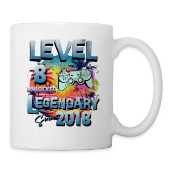 Level 8 Jahre Freigeschaltet seit 2018 Geburtstag - Tasse - Weiß - Rechts