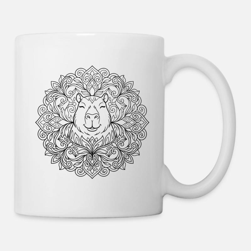 Ornament Capybara in Mandala Style - Mug - white