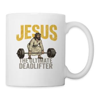 Jesus The Ultimate Deadlifter – Retro Fitness - Mug - white - Right