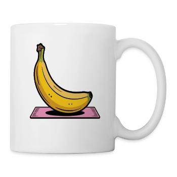 Cartoon banana on yoga mat - Mug - white - Right
