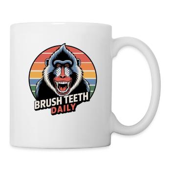 Täglich Zähne putzen Mandrill Affe - Tasse - Weiß - Rechts