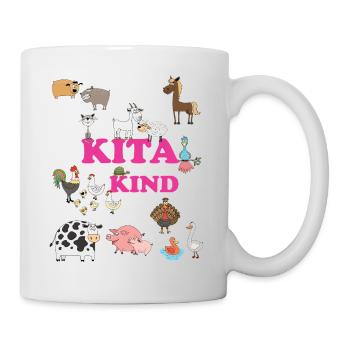 Kita Kind Tierwelt – Bunte Tiere - Tasse - Weiß - Rechts