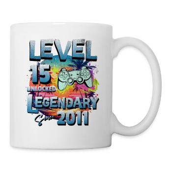 Level 15 years Unlocked since 2011 Birthday - Mug - white - Right