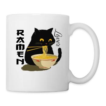 Ramen Lover - Black Cat with Noodles - Mug - white - Right