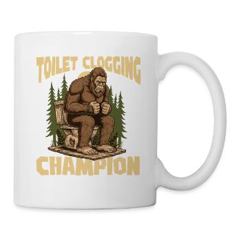 Toilet Clogging Champion Bigfoot Bathroom Humor - Mug - white - Right