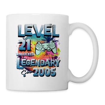Level 21 years Unlocked since 2005 Birthday - Mug - white - Right