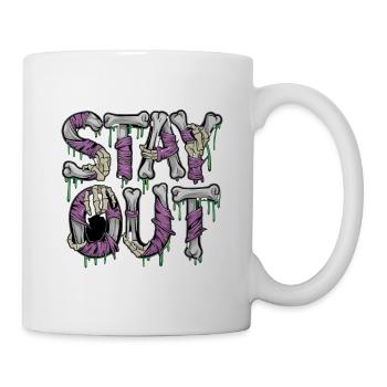  Stay Out Skelett Knochen Horror Spruch Grusel - Tasse - Weiß - Rechts
