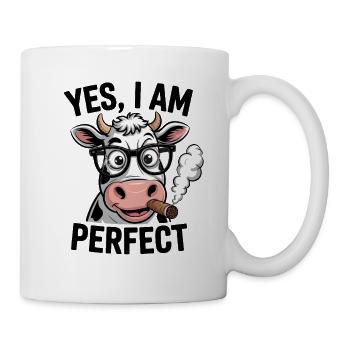  Yes I Am Perfect Lustige Kuh Mit Brille Und - Tasse - Weiß - Rechts