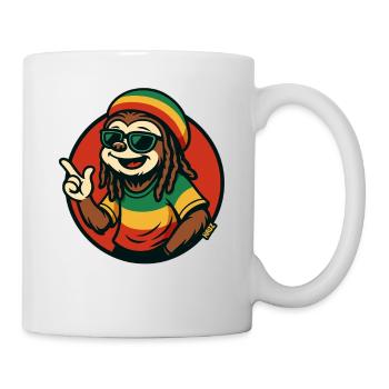 Reggae Faultier mit Sonnenbrille - Tasse - Weiß - Rechts