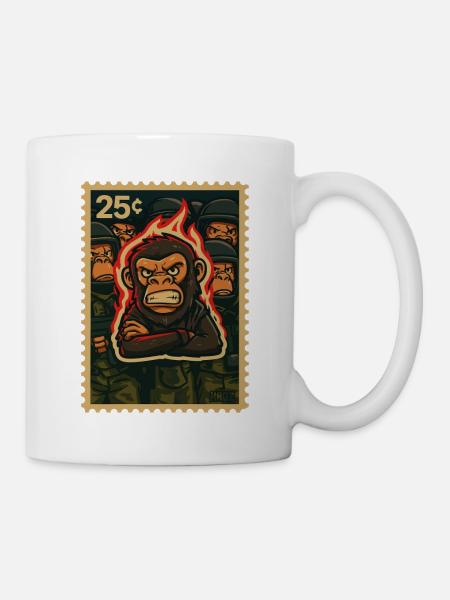 Feuer und Affe Protest - Tasse - Weiß